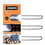 SUNGATOR 3-Pack 10 Inch Chainsaw Chain SG-S40, 3/8" LP Pitch - .050" Gauge - 40 Drive Links, Compatible for Remington, Craftsman, Poulan, Worx, Ryobi