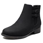 Veittes Women's Ankle Boots, Thick Heel Modern Short Classic Slip-on Fashionable Short Boots.(2304012,BK/PU,4 UK)