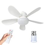 Ceiling Fan Light,E27 Fan Lights with Remote Control,Dimmable 40W 2400 Lumens 3-Color 3-Speed,2H/4H Timer,55cm Light Bulb Fan,Ceiling Fan with Light for Bedroom,Kitchen (E27-White-extension Rods)