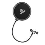 Maono AU-B00 Pop Filter for Studio Condenser Microphone with Wind Screen and Metal Gooseneck Holder (Black)