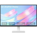 LG 27US500-W, 27 Inch Ultrafine Monitor, IPS, 4K UHD (3840x2160), 60Hz,HDR10 up to 90% DCI-P3 Color gamut, Borderless Design, Reader Mode, Flicker Safe, HDMI X 2, DisplayPort, Head Phone Out - White