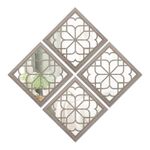 Walasis Farmhouse Wall Decor for Living Room - Rustic Wood Mirror Hanging Art Decorative Square Bedroom Decoration Shabby Chic Window Frame for Bathroom