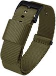 BARTON Elite NATO® Style Watch Strap - 18mm, 20mm, 22mm or 24mm - Seat Belt Nylon Watch Bands, Army Green - Black PVD, 24mm, Army