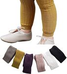 6 Pack Toddler Baby Cable Knit Ankle Leggings Pants Footless Winter Tight Stockings for Girls, 6（black/White/Grey/Purple/Pink/Mustard Yellow）