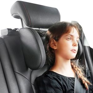 JZCreater Car Headrest Pillow, 180°Adjustable Car Headrest, Head Neck Support Pillow, U- Shaped Design, Travel Sleeping Car Headrest, fit for Car Seat with Bar，Ideal for Kids and Adults (Black)