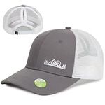 Women's Eco-Friendly Ponytail Hat Messy Bun Baseball Trucker Cap (Grey/White Embroidery)