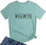 YITAN Women Cute Graphic Clothes Casual T-Shirts Light Green X-Large