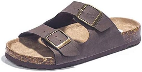 FITORY Boys Slide Sandals, Cork Slipper with Adjustable Straps for Little Kid Brown Size 1