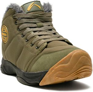 UPSOLO Mens Winter Backpacking Mountaineering Hiker Field Anti-Slip Water Resistant Trekking Fully Fur Lined Shoes Walking Lightweight Hiking Boots(6118 olive drab 42)