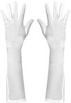 Skeleteen Long Opera Gloves White Roaring 20's Party Satin Fancy Flapper Elbow Gloves - 1 Pair