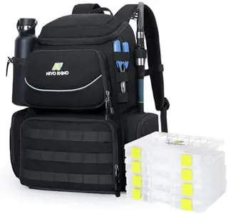 N NEVO RHINO Fishing Tackle Backpack with Rod Holders, 40L Large Fishing Bag with Waterproof Rain Cover,Outdoor Tackle Bag