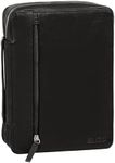ELIZO Leather Bible Cover for Men Bible Case for Women Zippered Holder Protector Cross Church Tote Bag Carrying Organizer Sleeve Gift Onyx