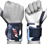 AQF Power Weight Lifting Wrist Wraps Supports Gym Training Fist Straps - Sold as Pair & One Size Fits All (Grey Camo)