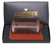 MANEJACK Wooden Beard Comb & Case, Dual Action Fine & Coarse Teeth, Top Pocket Comb for Moustaches