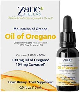 Zane Hellas 100% huile d'origan non diluée.Huile Essentielle Grecque Pure d'Origan.86% Min Carvacrol.164mg de carvacrol par portion.Probablement la meilleure huile d'origan au monde.15ml-0,5oz
