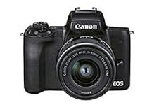 Canon EOS M50 Mark II + EF-M 15-45mm f/3.5-6.3 IS STM (Black) - Mirrorless camera built for content creators and streamers (4K, Vari-Angle screen, HDMI output, mic connection, YouTube live streaming)