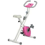 Soozier Foldable Exercise Bike with 8-Level Adjustable Magnetic Resistance, Indoor Stationary Bike X Bike with LCD Screen, Tablet Phone Holder for Home Aerobic Training, Pink