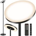 OUTON LED Torchiere Floor Lamp, 34W/3000LM Super Bright Dimmable Tall Standing Lamp with 4 Color Temperatures, Remote Touch Control, 1-Hour Timer for Living Room, Bedroom, Office, Classic Black