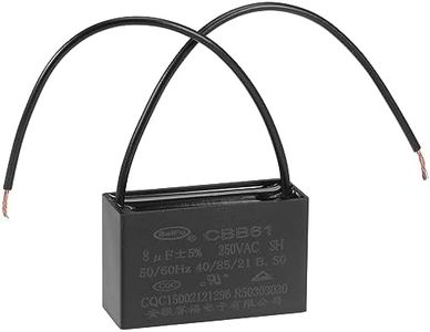 uxcell Ceiling Fan Capacitor CBB61 8uF 250V AC 2 Wires Metallized Polypropylene Film Capacitor 47x29x18mm for Electric Fan Pump Motor Generator