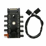 Multibao 12V 10 Way 4 pin PWM PC CPU Fan Hub Speed Control Regulator Adapter SATA Connector Interface