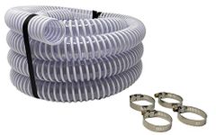 Sealproof 1.5" Pool Filter Pump Connection Hose for Above Ground Pools, 20 FT x 1-1/2 Inch Kinkproof PVC, Cut to Desired Length, Includes 4 Hose Clamps