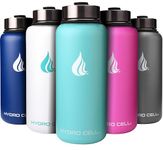 HYDRO CELL Stainless Steel Water Bottle with Straw & Wide Mouth Lids (32 oz) - Keeps Liquids Perfectly Hot or Cold with Double Wall Vacuum Insulated Sweat Proof Sport Design (Teal 32 oz)