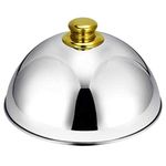 Stainless Steel Cloche Food Cover,Dome Serving Plate Dish Dining Dinner for Home Kitchen Restau Cover Silver Plated Top Bead Steak Food (Assorted Color)