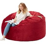 HABUTWAY Bean Bag Chair: Giant 5' Memory Foam Furniture Bean Bag Chair with Microfiber Cover - 5Ft,Red