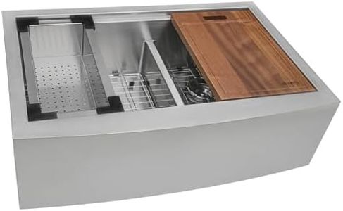 Ruvati RVH9201 Apron Front 16 Gauge 33" Kitchen Double Bowl Sink, Stainless Steel