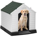 FDW Dog House Indoor Outdoor Durable Ventilate Waterproof Pet Plastic Dog House for Small Medium Large Dogs Insulated Puppy Shelter Kennel Crate with Air Vents and Elevated Floor