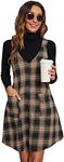 Milumia Women's Plaid V Neck Pinafore Overall Short Dress Losse Mini Jumper Dress with Pockets Multicolor XX-Large