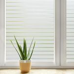 DOWELL Window Film Privacy Film for Glass Windows 90x200cm, Frosted Stripe Pattern Sticker Static Cling, Opaque Self Adhesive Glass Vinyl Decorative Covering Office Bathroom Home Temporary Blinds