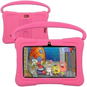 LEERUC Kids Tablet, 7 inch Android Tablet for Kids 32GB Toddler Tablet with Bluetooth, WiFi, GMS, Parental Control, Dual Camera, Shockproof Case, Educational, Games (Pink)