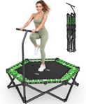 BCAN 51" BT8 Fully Foldable Bungee Rebounder Trampoline for Adults with Handle, 500 lbs Capacity, Large Jumping Area, Low-Impact Mini Exercise Trampoline for Indoor Workout, Quick Setup | FED Fitness