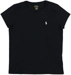 POLO RALPH LAUREN Womens Crew Neck Jersey T-Shirt (X-Small, Black - White Pony)