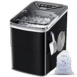 Ice Maker,Self-Cleaning Ice Machine,26lbs in 24 Hrs Countertop Ice Maker, 2L Water Tank Low Noise,9 Bullet Cubes 6 Mins, Machine A Glace with Ice Bags, Ice Spoon, Ice Basket(Black)