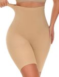 Yeblues Tummy Control Shapewear, High Waisted Shapewear Shorts for Women, Seamless Comfy Body Shaper Underwear Girdle Thigh Slimmer Under Dress Nude Medium