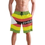 All3DPrint Zimbabwe Flag Men's Swim Trunks Water Beach Shorts with Pockets Multi