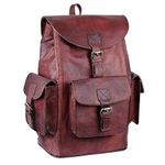 HULSH Vintage Genuine Leather Backpack For Men and Women Men’s Retro Classic Shoulder Rucksack Leather Travel Bags for College