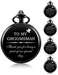 ManChDa Groomsmen Gifts Set Pocket Watch for Men Bestman Gift Engraved Pocket Watches for Groomsman Gift Set of 5 Mens Pocket Watch Quartz Roman Numerals