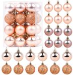 Zest 4 Toyz Pack of 24 Christmas Tree Decoration Balls Hanging Ornaments Glittering Shatterproof Props Xmas Tree Decor Accessories Items for Home Office (Size 4cm) Rose Gold