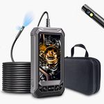 Dual Lens 5 Inch IPS Screen Endoscope, CIMELR HD Industrial Borescope Inspection Camera Waterproof Sewer Snake Camera, 7 LED Lights, 32GB Card, 3 Tools, Carrying Bag, Flexible Cable-16.5FT