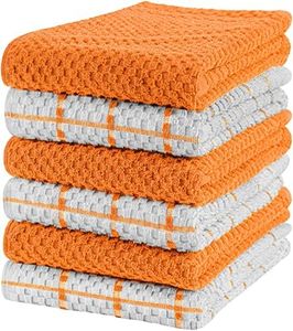 Utopia Towels Toallas de Cocina, 38 x 64 cm, 100% algodón Hilado en Anillo, Toallas de Plato súper Suaves y absorbentes, Toallas de té y Toallas de Barra, (Paquete de 06) (Naranja y Blanco)