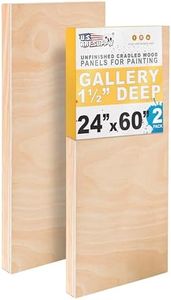 U.S. Art Supply 24" x 60" Birch Wood Paint Pouring Panel Boards, Gallery 1-1/2" Deep Cradle (Pack of 2) - Artist Depth Wooden Wall Canvases - Painting Mixed-Media Craft, Acrylic, Oil, Encaustic