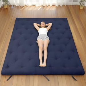 Syrinx Japanese Floor Futon Mattress King Size 80"x76", Foldable Lazy Floor Bed for Adults, Roll Up Lounger Tatami Sleeping Mat, Water Resistant Futon Tatami Mattresses for Home, Travel.