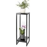 Jo.Devivre 37" Tall Plant Stand Indoor , Black Metal Plant Stands Indoor Tall, Plant Pedestal,Two Tier Modern Flower Pot Stand Holder Rack , Square Plant Tables for Corner Living Room Garden Balcony (37.4”hx11.8”lx11.8”w ,black)