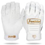 Franklin Sports USA Softball Women's Softball Batting Gloves - CFX Pro Fastpitch + Slowpitch Girls Batting Gloves - Adult + Youth Batting Glove Pairs - White + Gold - Adult Small