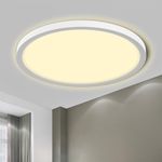 LQWELL® Ceiling Light LED Ceiling Lamp, IP44 Waterproof Bathroom Lamp Round Flat 18W 3000K 1600LM Modern Simple Lamp Thin for Living Room Bathroom Bedroom Kitchen Office, 220 * 24mm (White)