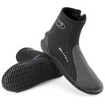 Osprey Adult Wetsuit Boots | 5mm Neoprene Zip Boot for Watersports with Reinforced Toe and Heel, Multiple Sizes, Black