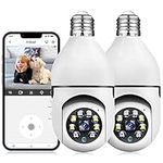 2PCS Light Bulb Security Camera Wireless Indoor, 3MP/2.4G WiFi Surveillance Camera, 360°Pan-Tilt Bulb Camera with Human Motion Detection&Alert/Two-Way Audio/Full Color Night Vision/Remote View